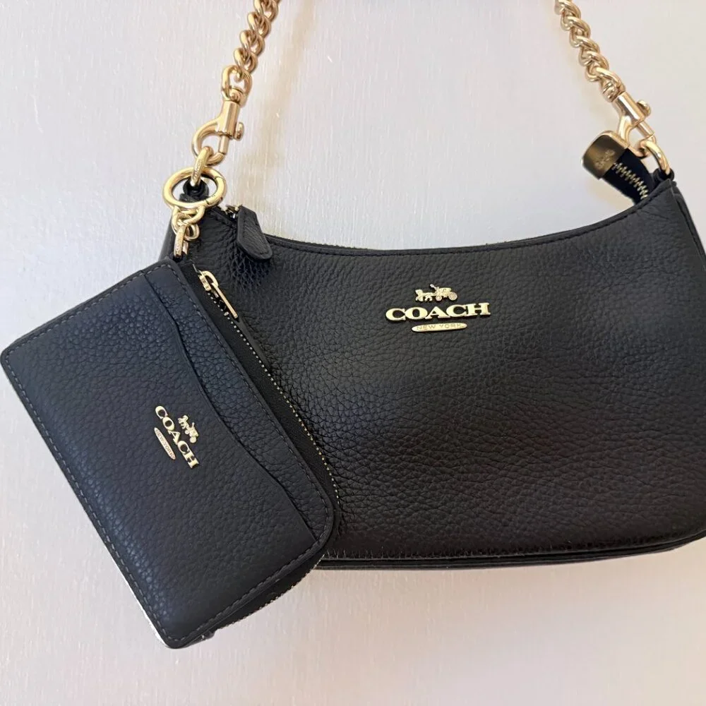medium coach teri shoulder bag and charm wallet